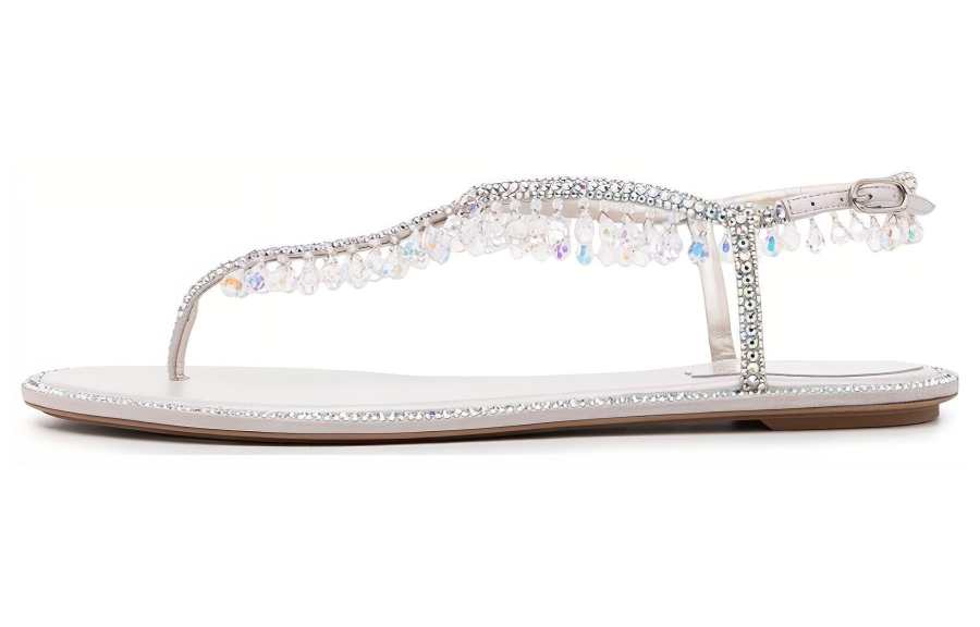 RENE CAOVILLA RENE CAOVILLA Leather One Strap Sandals Women's Silver