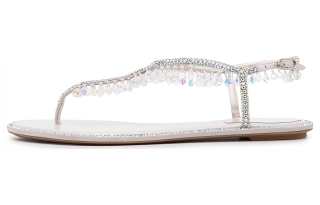 RENE CAOVILLA Leather One Strap Sandals Women's Silver