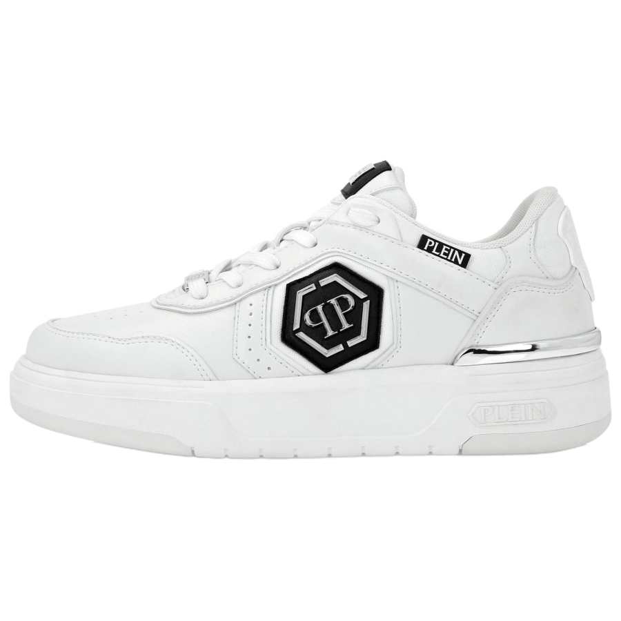 PHILIPP PLEIN Sk8r Plein Low Leather Low top Skateboard Shoes Unisex White