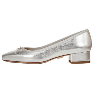 Veronica Beard Cecile Leather Chunky Heel High Heels 3.8cm Women's Silver
