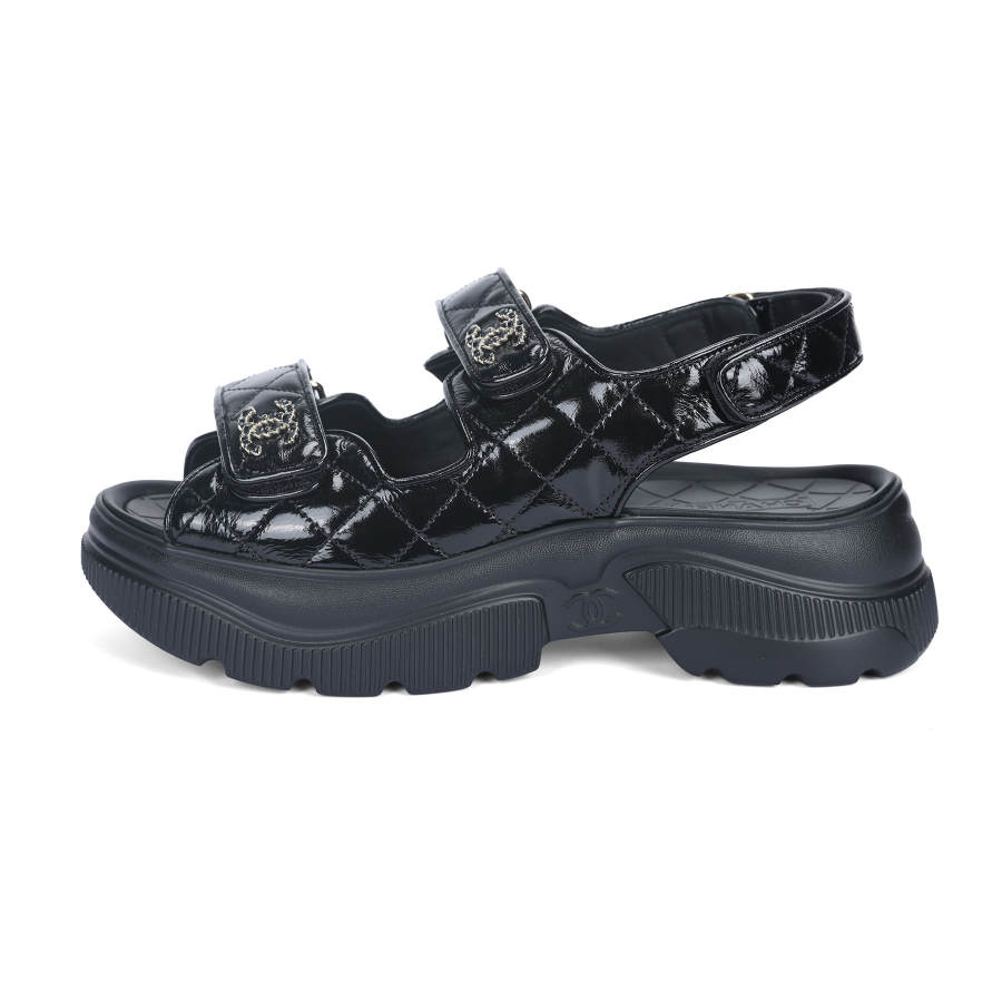 CHANEL 25B One Strap Sandals 5.5cm Women's Black
