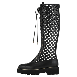 AQUAZZURA Fearless Leather Knee high Boots Women's Black