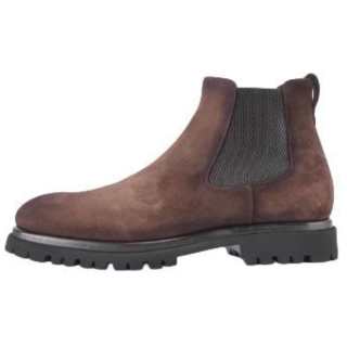 FRANCESCHETTI Cow Split Leather Short Chelsea Boots Men's Umber