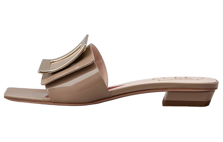 Roger Vivier Belle Vivier Patent Leather Stylish Sandal Women's Gray