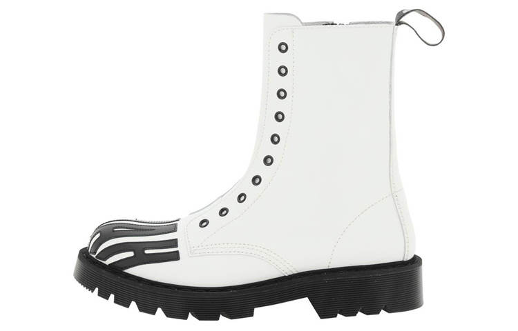 Vetements Vtmnts Fuck Off Leather Fashion Ankle Boots Short Combat Boots Men's White