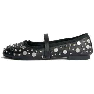 Maje Studded Leather Ballerina Shoes Women's