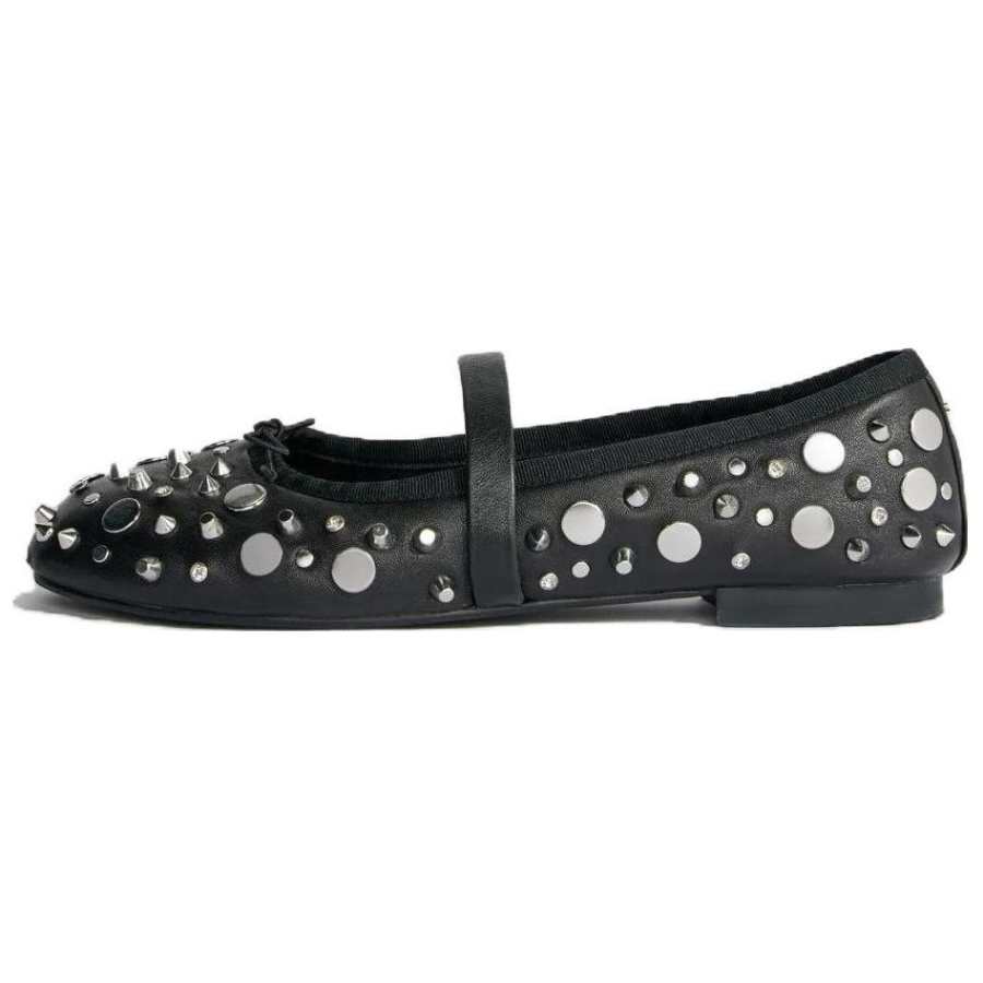 Maje Studded Leather Ballerina Shoes Women's