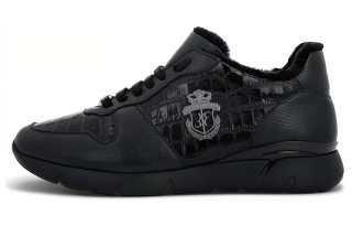 Billionaire Cow Leather Low top Casual Shoes Men's Black
