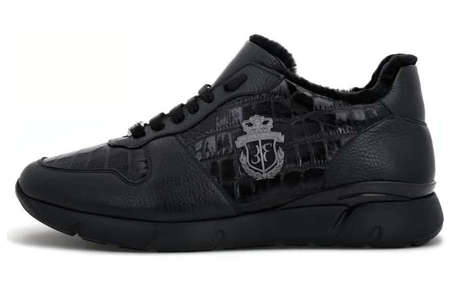 Billionaire Cow Leather Low top Casual Shoes Men's Black