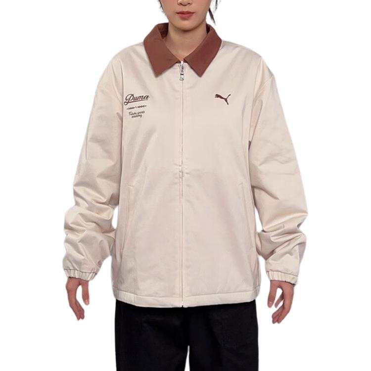 PUMA PUMA Puffer Jackets Unisex Ecru Lapel Moderate