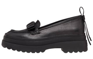 RED VALENTINO Leather Bowknot Platform Shoes Women's Black