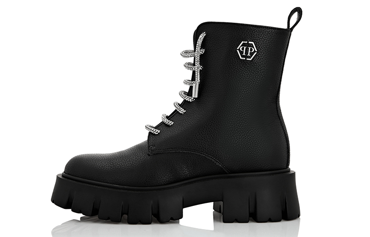 PHILIPP PLEIN Logo-plaque Lace-up Leather Boots