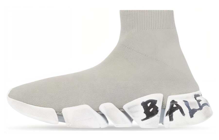 Balenciaga Speed 2.0 Fabric High top Casual Shoes Men's Light Gray