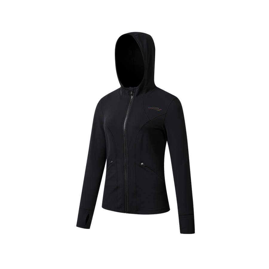 Saucony Jackets Women's Jet Black Hooded Moderate Other