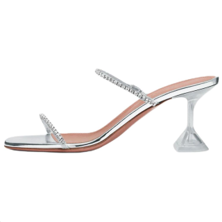 AMINA MUADDI Rubber Slide Slippers 7cm Women's Silver