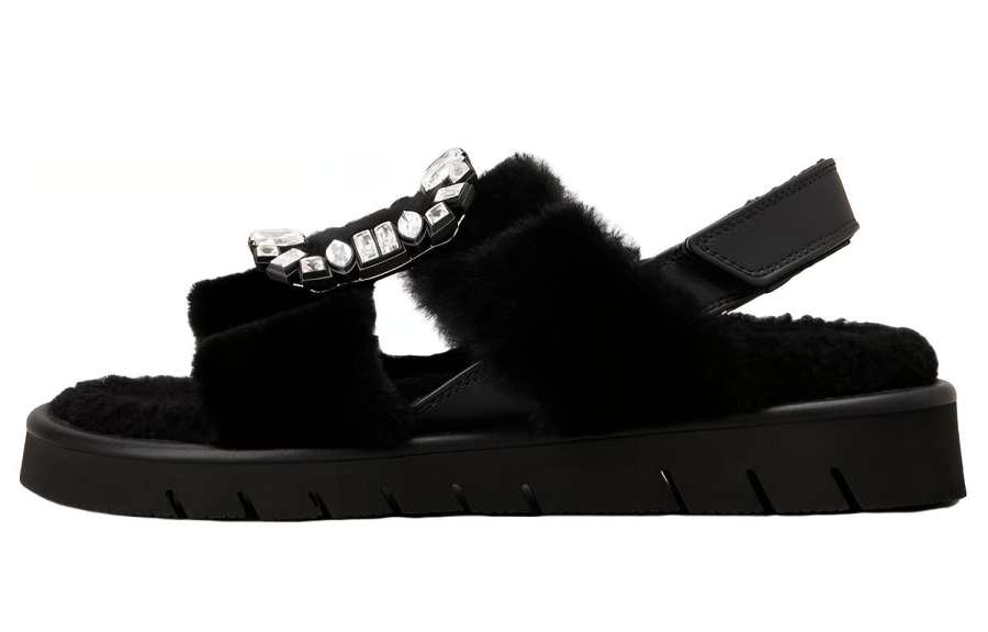 Roger Vivier Leather One Strap Sandals Women's Black