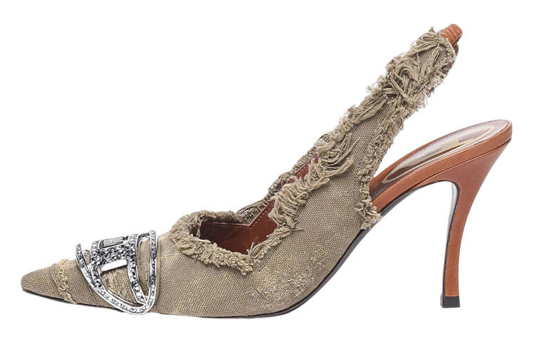 DIESEL D Venus Cotton Fabric Slim Heel High Heels Women's Brown