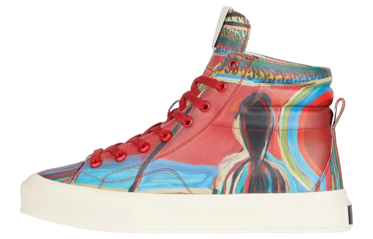 Givenchy Givenchy Cow Leather, Leather High top Stylish Skateboarding Shoes Men's Red