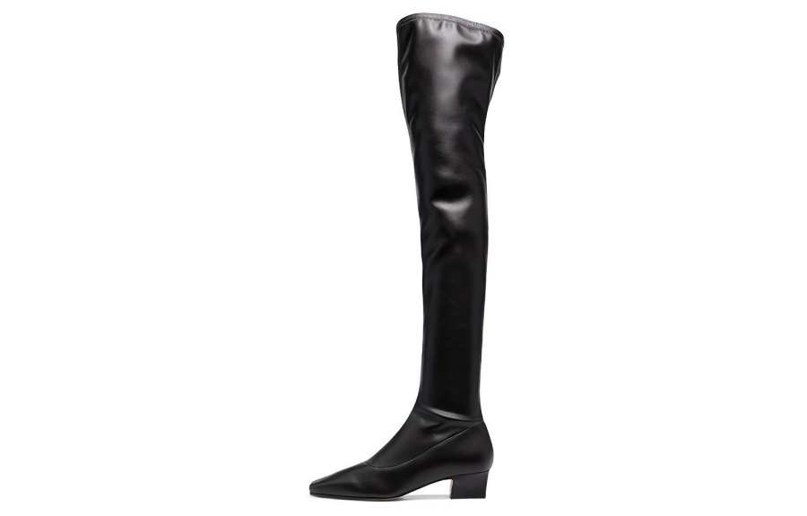 Paris Texas City Leather Knee high Boots Women's Black