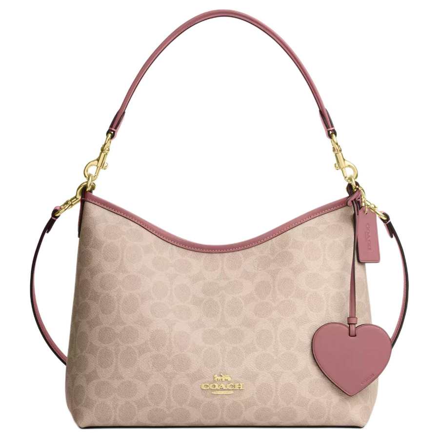 COACH Laurel Artificial Leather Crossbody Bag, Shoulder Bag Large Women's Sand & Cyan