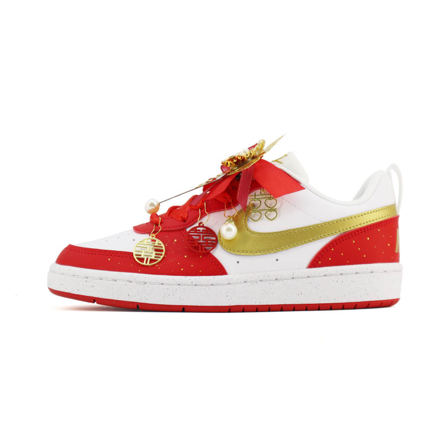 Nike Nike Court Borough Blooming Flowers And Full Moon Leather Abrasion Resistant Low top Skateboard Shoes Women's Red
