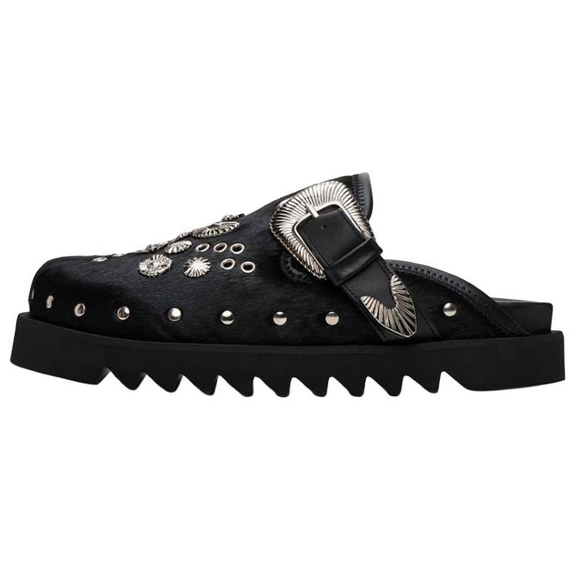 TOGA VIRILIS Rubber Sole Closed Toe Slippers Men's Black
