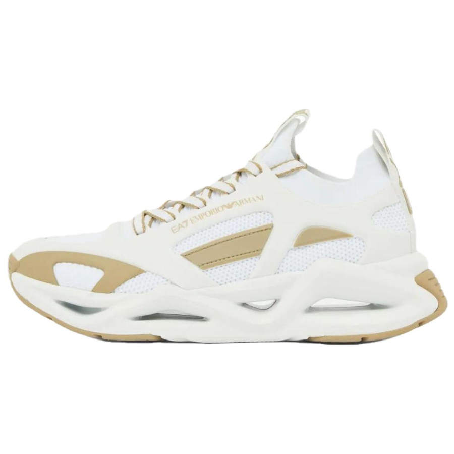 EMPORIO ARMANI EA7 Infinity Low top Casual Shoes Unisex White Light Gold