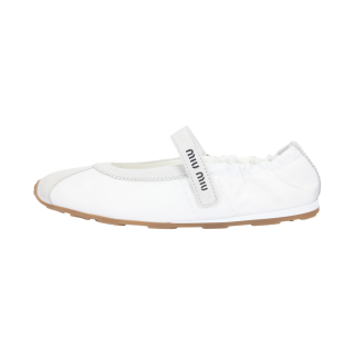 MIU MIU Plume Flat Mary Jane Shoes 1cm Women's White