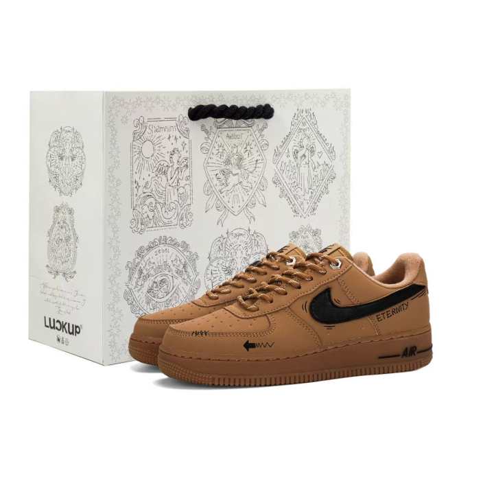 Nike Nike Air Force 1 Origin, Shopping Bag Coverage Abrasion Resistant, Breathable Low top Skateboard Shoes Men's Brown