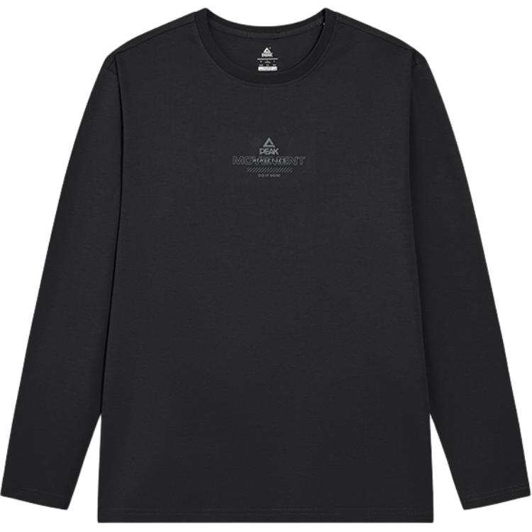 PEAK T Shirts Men's Black Crew Neck Moderate Straight Fit