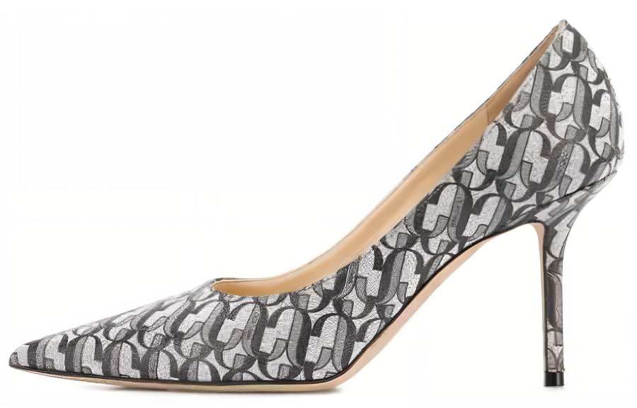 Jimmy Choo LOVE Slim Heel High Heels 8.5cm Women's Black Silver