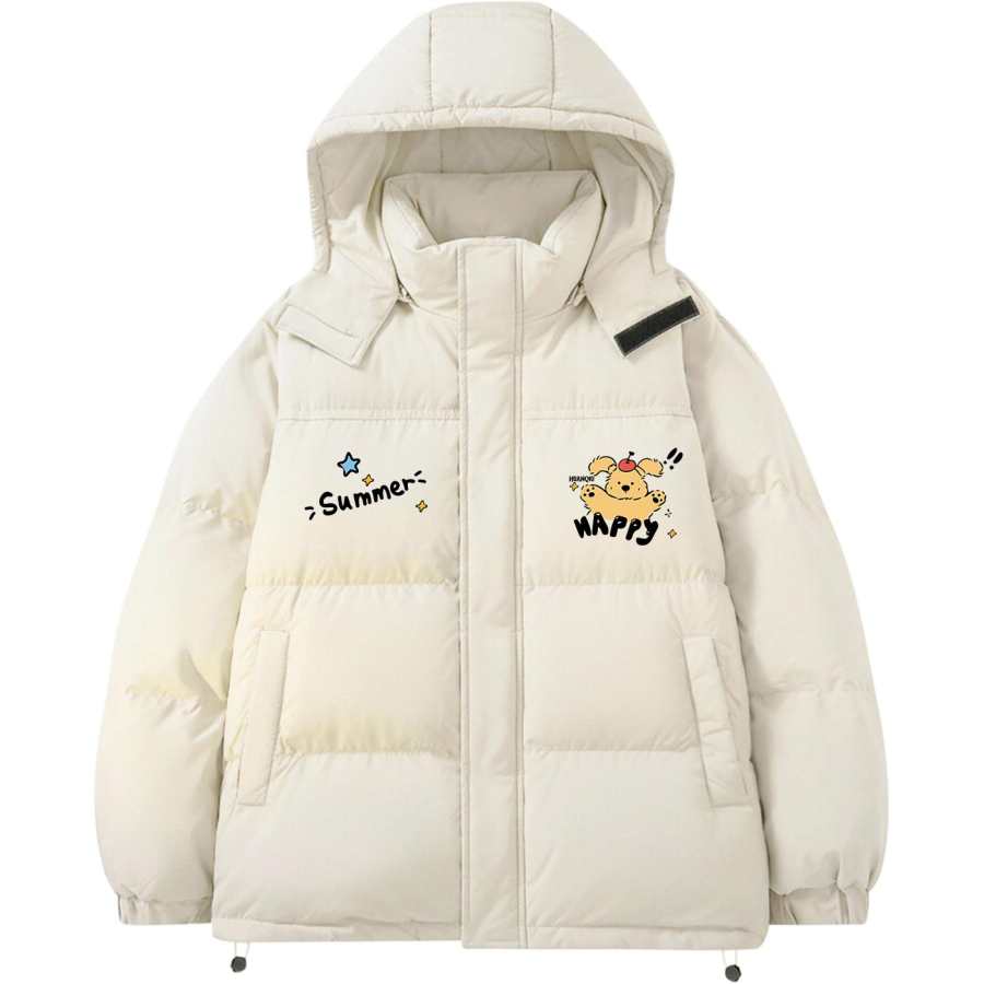 HUANQIU Down Jackets Unisex Hooded Thickened Puffer Jacket