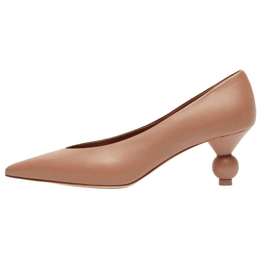 WEEKEND MaxMara Lambskin Irregular Heel High Heels 6.5cm Women's Nude Pink