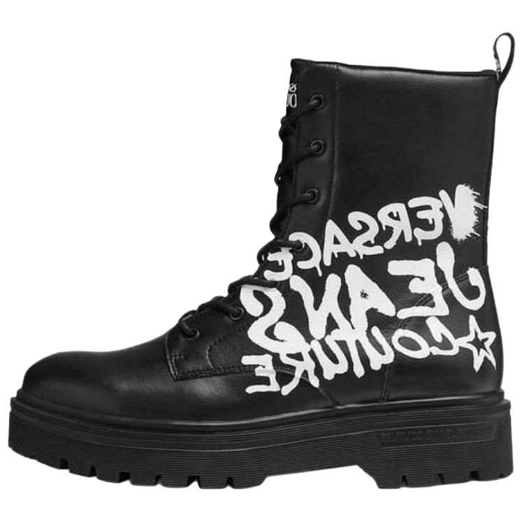 VERSACE JEANS COUTURE Cow Leather Ankle Boots 4.5cm Men's Black