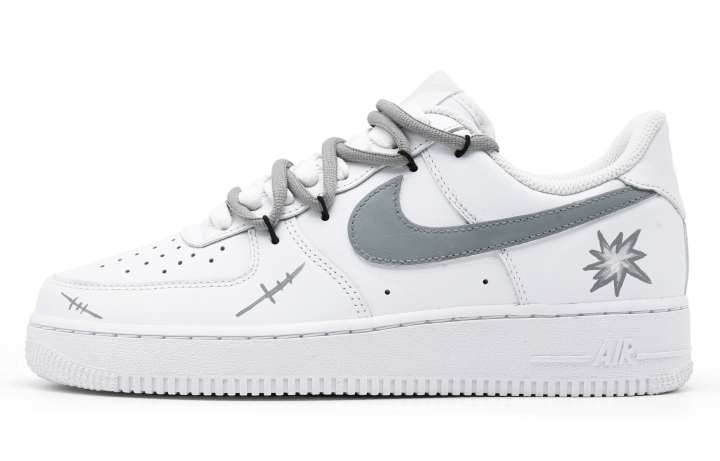 Nike Nike Air Force 1 Deepwater Bomb Cushioning Lightweight Slip Resistant Low top Skateboard Shoes Unisex Gray White
