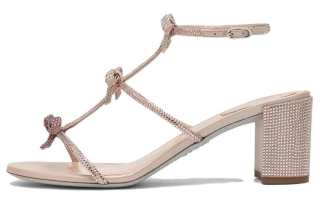 RENE CAOVILLA Leather One Strap Sandals 6cm Women's Beige