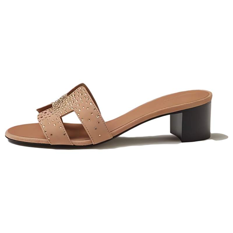 HERMES HERMES Oasis Slide Slippers Women's Brown