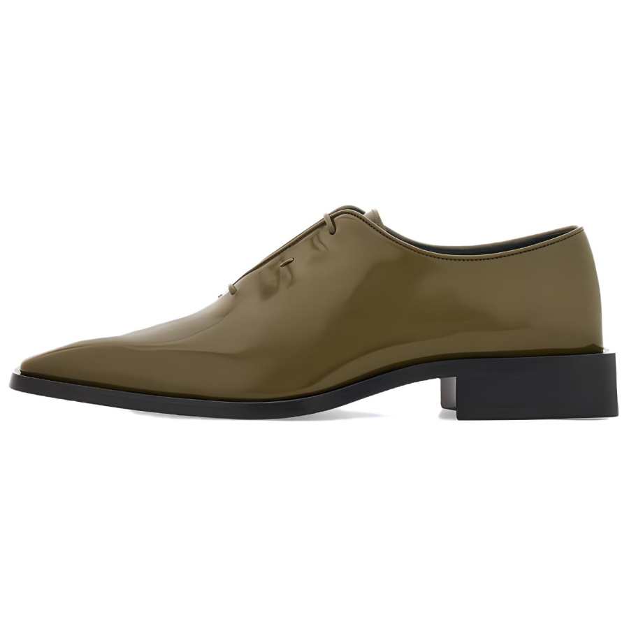 FERRAGAMO Cow Leather Dress Shoes Men's Olive Green