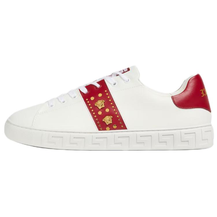 VERSACE Fan Sizhé Greca Low top Skateboard Shoes Men's White & Red