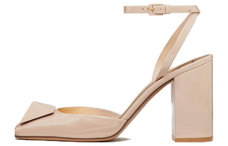 Valentino One Stud Patent Leather High Heels 9cm Women's Pink