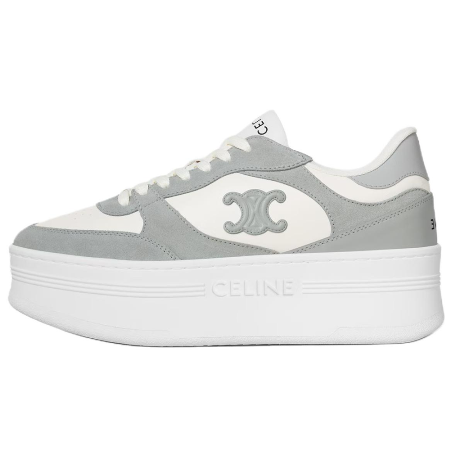 CELINE Triomphe Suede Low top Skateboard Shoes Women's Neon White & Gray