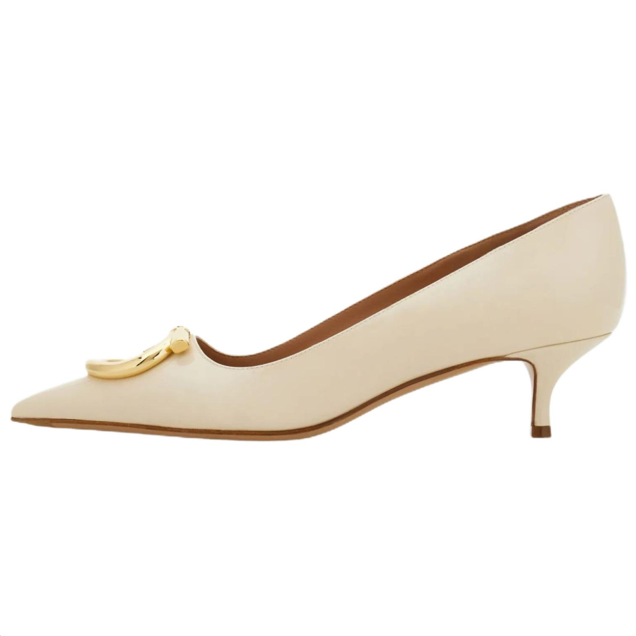 FERRAGAMO Gancini Sheepskin Slim Heel High Heels 4cm Women's Beige