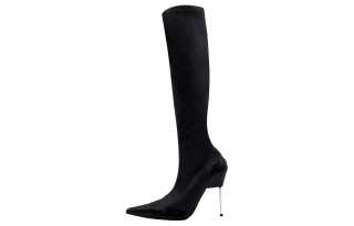 GIA BORGHINI Leather Knee high Boots 10.5cm Women's Black