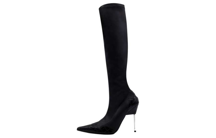 GIA BORGHINI Leather Knee high Boots 10.5cm Women's Black