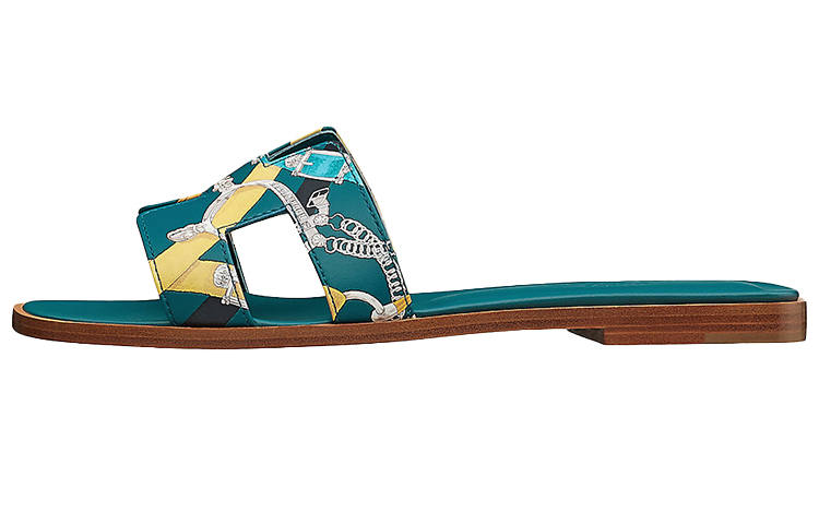 HERMES HERMES Oran Slide Slippers Women's Blue