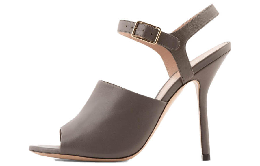 GIORGIO ARMANI ARMANI Leather One Strap Sandals 10.5cm Women's Umber