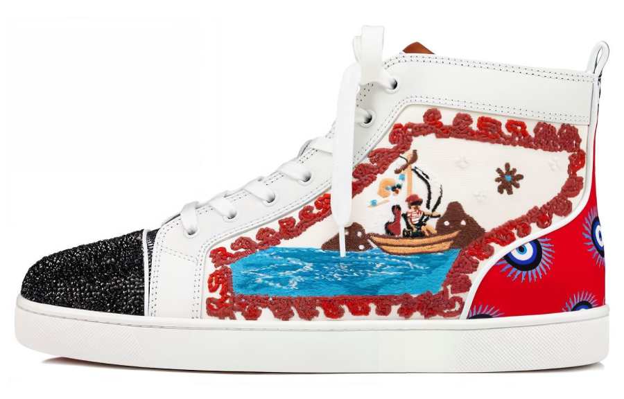 Christian Louboutin CL Mid top Stylish Skateboarding Shoes Men's Multicolor
