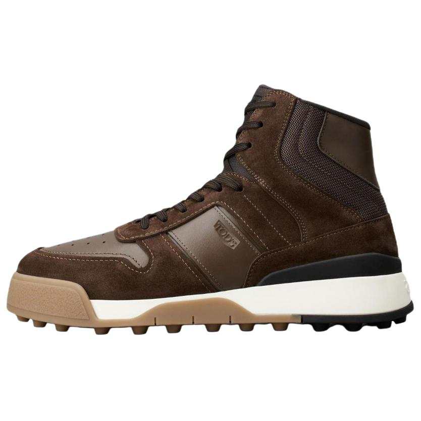 TOD'S Leather High top Stylish Skateboarding Shoes Men's Brown