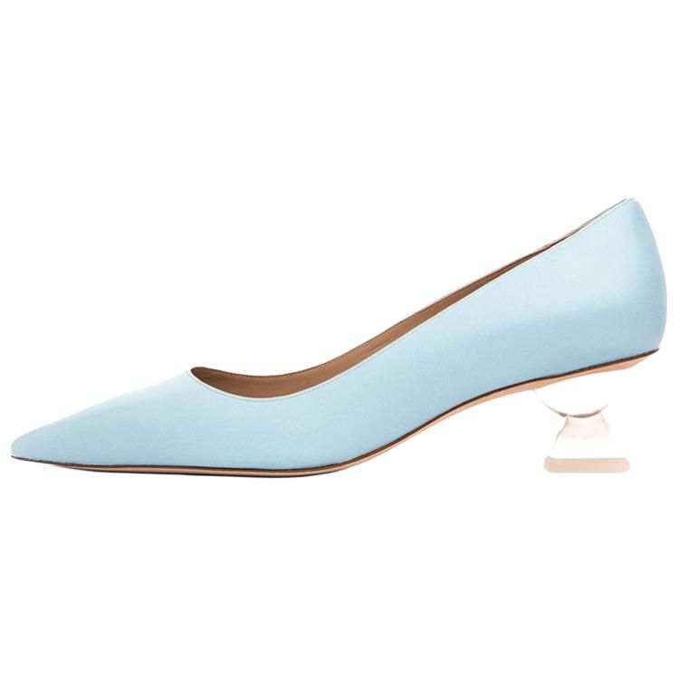 Stuart Weitzman Stuart Weitzman/SW Lucite Sculptural 50 Pump Nappa Leather Chunky Heel High Heels 5cm Women's Blue