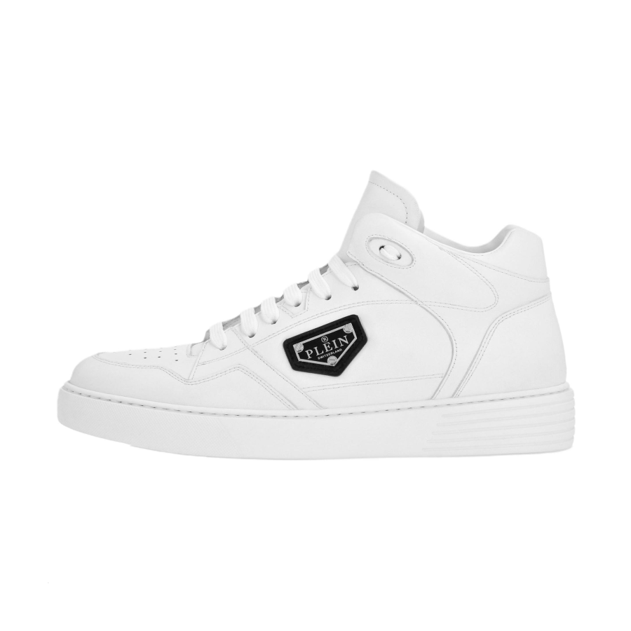 PHILIPP PLEIN Leather Skateboard Shoes Unisex White